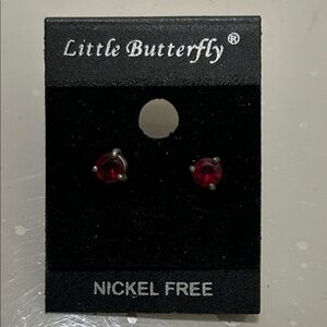Little Butterfly Red Heart Stud Earrings